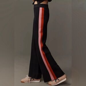 Maeve Blue Wide Leg Pants with Red and Pink Stripes